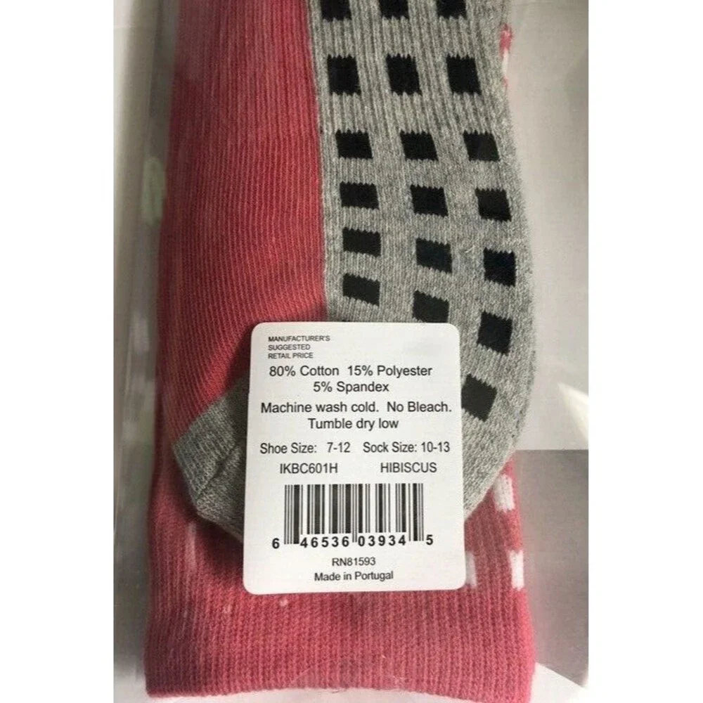 IkeTek Ike Behar Men's Socks High-Performance Patterned Hibiscus Pink Gray 10-13